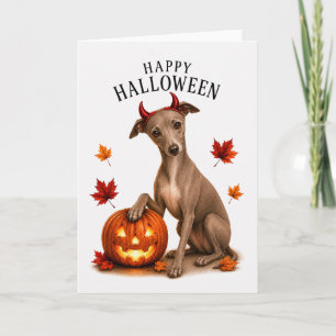 Cartão Cão diabo de Halloween do Galgo Italiano