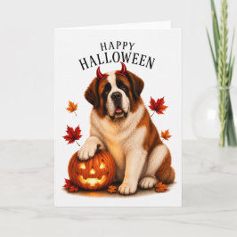 Cartão Cão diabo de Halloween São Bernardo