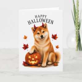 Cartão Cão diabo de Halloween Shiba Inu