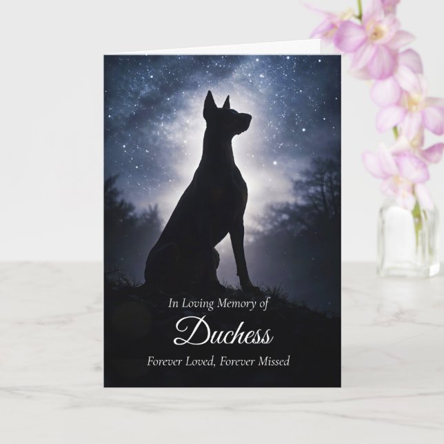 Cartão Cão Doberman Pinscher Simpatia Perda Espiritual  (Orquídea)