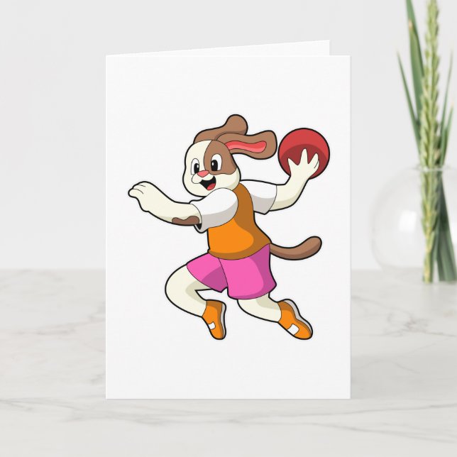 Cartão Cão em Jogador de handebol com handebol (Frente)