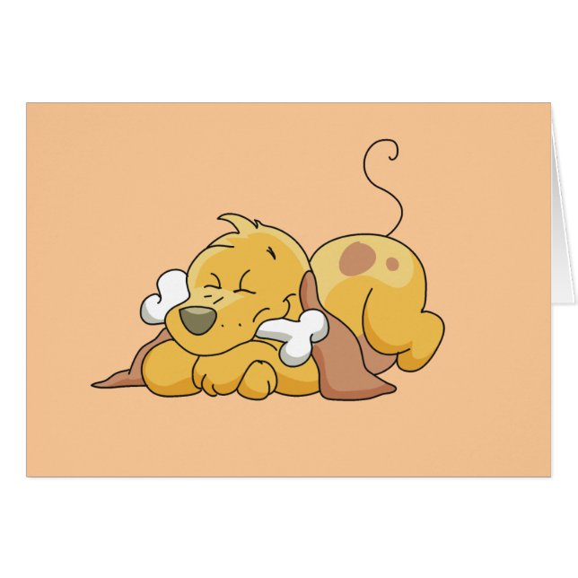 Cartão Cão feliz com camiseta e presentes do osso (Frente Horizontal)