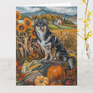 Cartão Cão Finlandês Lapphund Ação de Graças da Colheita