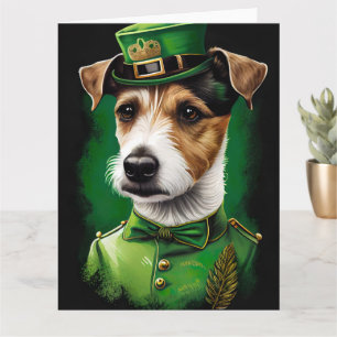 Cartão Cão Jack Russell vestido para o Dia de São Patríci