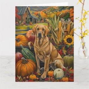 Cartão Cão Labrador Colheita de Outono Dia de Ação de Gra