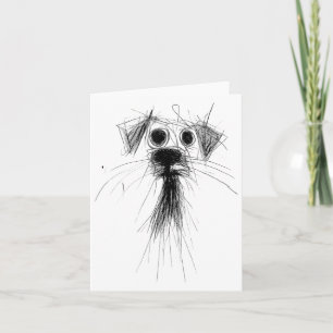 Cartão Cão Lover Abstrato Scribble Art Cubo Puppy Puppy P