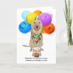 Cartão Cão novo engraçado/aniversário mais velho do c