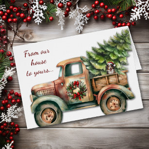 Cartão Cão-Pastor Australiano de Caminhão de Natal