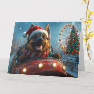 Cartão Cão Pastor Belga Montanha-russa Natal