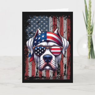 Cartão Cão Patriótico Dogo Argentino Amante da Bandeira d
