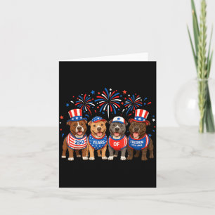 Cartão Cão Pitbull 250 Anos Americano 1776 2026 4 de Julh