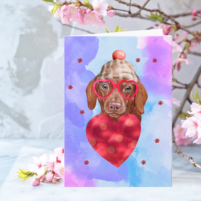 Cartão Cão-Presente do Dia de os namorados Castanho Azul (Criador carregado)