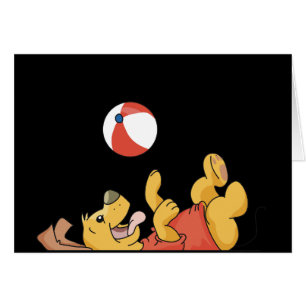 Cartão Cão que joga com camiseta e presentes da bola