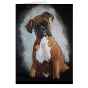 Cartão Cão rajado do pugilista no Pastel do óleo: Arte