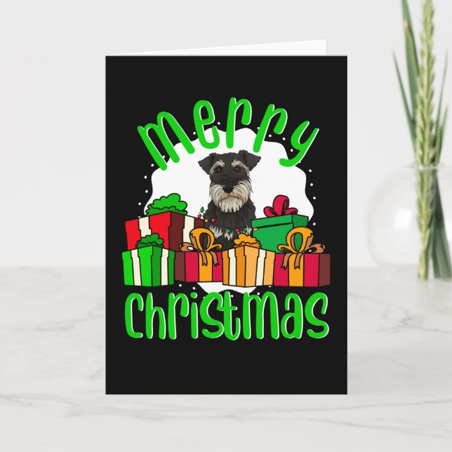 Cartão Cão Schnauzer Miniatura Feliz Natal (Frente)