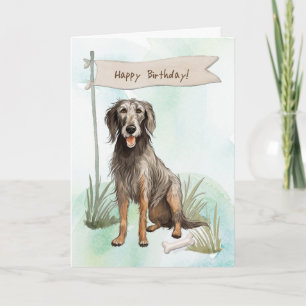 Cartão Cão Scottish Deerhound sob Signo de Aniversário