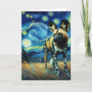 Cartão Cão selvagem africano Starry Night Van Gogh