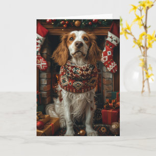 Cartão Cão Setter Inglês Com Presentes De Natal Lareira