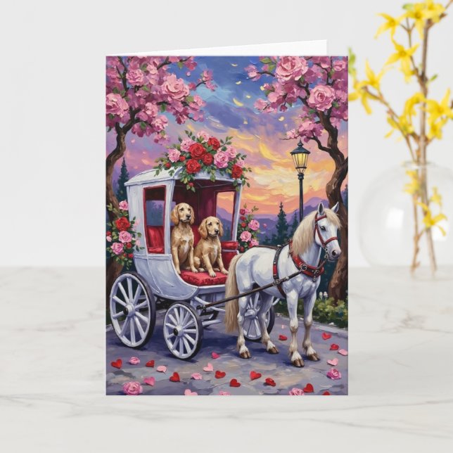 Cartão Cão Setter Inglês Dia dos Namorados (Flor Amarela)