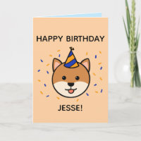 Cão Shiba Inu | Azul e laranja Aniversário dobrado