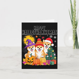 Cartão Cão Shiba Inu Halloween Natal Hallothanksmas