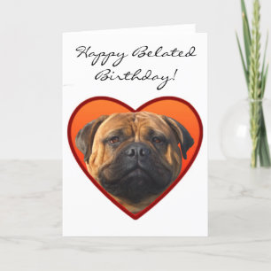 Cartão Cão tardivo feliz do bullmastiff do aniversário