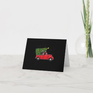 Cartão Cão Terra Nova Natal Em Caminhão De Carro Vermelho