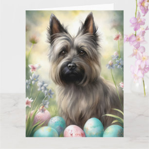 Cartão Cão Terrier Skye com Ovos da Páscoa Feriado