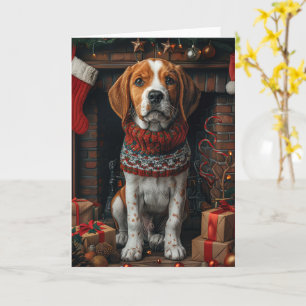 Cartão Cão Treeing Walker Coonhound Com Presentes de Nata