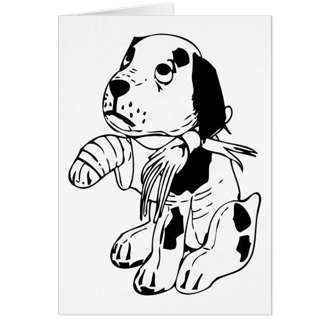 Cartão Cão Triste Com Perna Quebrada (Frente)