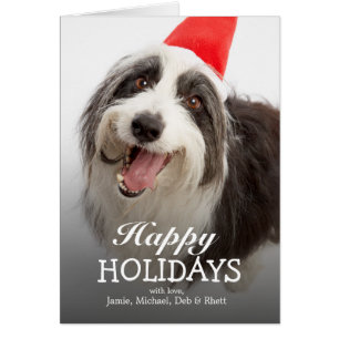 Cartão Cão vestindo chapéu de Papai Noel