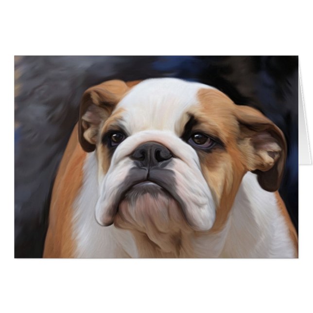 Cartão Cãozinho-Bulldog Britânico (Frente Horizontal)