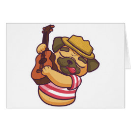 Cartão cãozinho tocando violão