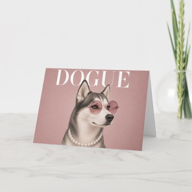 Cartão Capa de Cachorro Husky Siberiano Rosa (Frente)