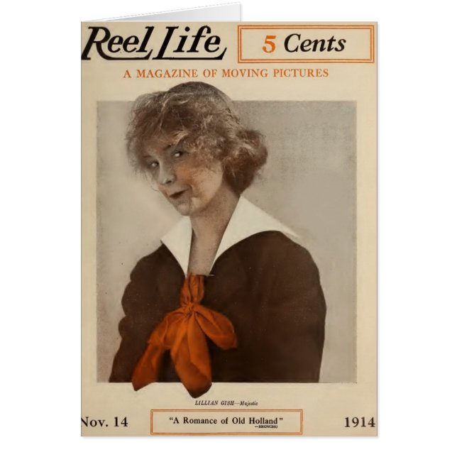 Cartão Capa de revista 1914 do filme de Lillian Gish (Frente)