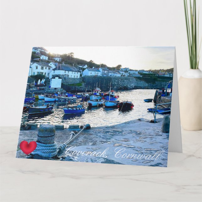 Cartão Capa Personalizada Coração Harbour Dusk Cornwall F (Frente)