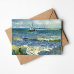 Cartão Capa | Vincent van Gogh<br><div class="desc">A paisagem nas proximidades de Les Saintes-Maries-de-la-Mer (1888) pelo artista poste-impressionista holandês Vincent Van Gogh. Arte original é uma pintura de capa de mar em óleo que mostra um barco em um oceano azul abstrato. Use as ferramentas de design para adicionar texto personalizado ou personalizar a imagem.</div>