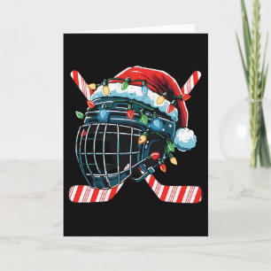 Cartão Capacete de hóquei no gelo de Natal Papai Noel Xma