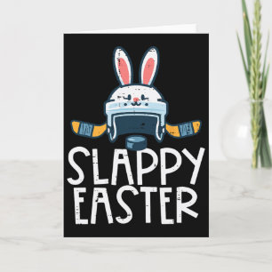 Cartão Capacete de hóquei no gelo de Páscoa Slappy Bunny