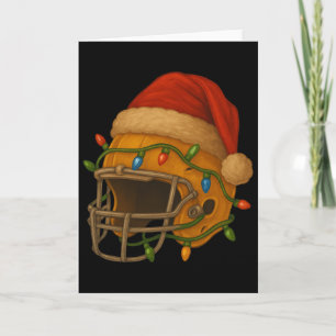 Cartão Capacete de Hóquei Papai Noel Luzes de Natal Xmas