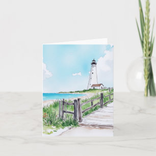 Cartão Cape Cod Massachusetts Lighthouse Watercolor