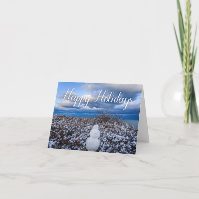 Cartão Cape Cod Snowman Holiday Card (Frente)