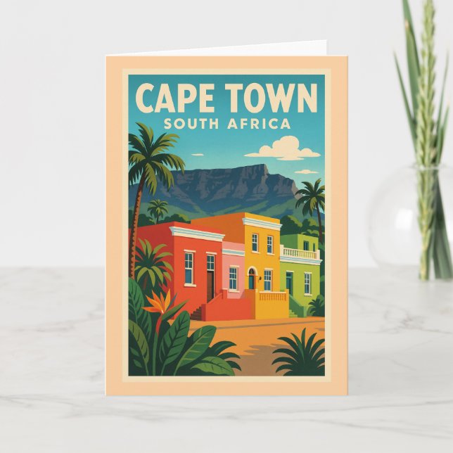 Cartão Cape Town, South Africa travel poster, (Frente)