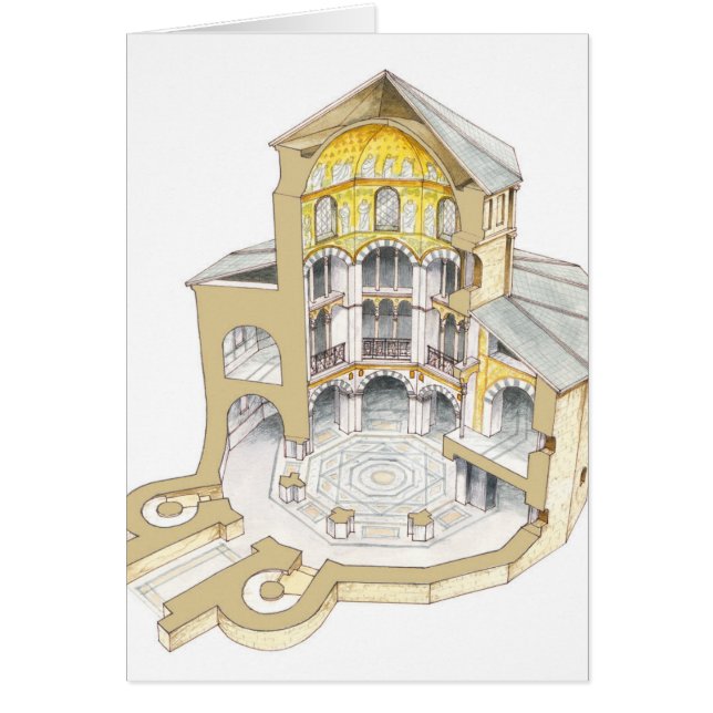 Cartão Capela de Palatine. Aix-la-Chapelle. Alemanha (Frente)