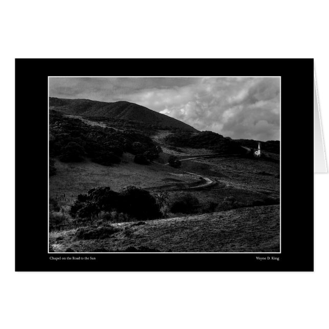 Cartão Capela sobre a estrada para a placa monocromática  (Frente Horizontal)