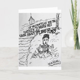 Cartão Capitão do Mar adverte sua tripulação sobre as min