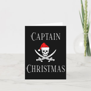 Cartão Capitão Feriado Natal Pirata Skull Santa Hat B