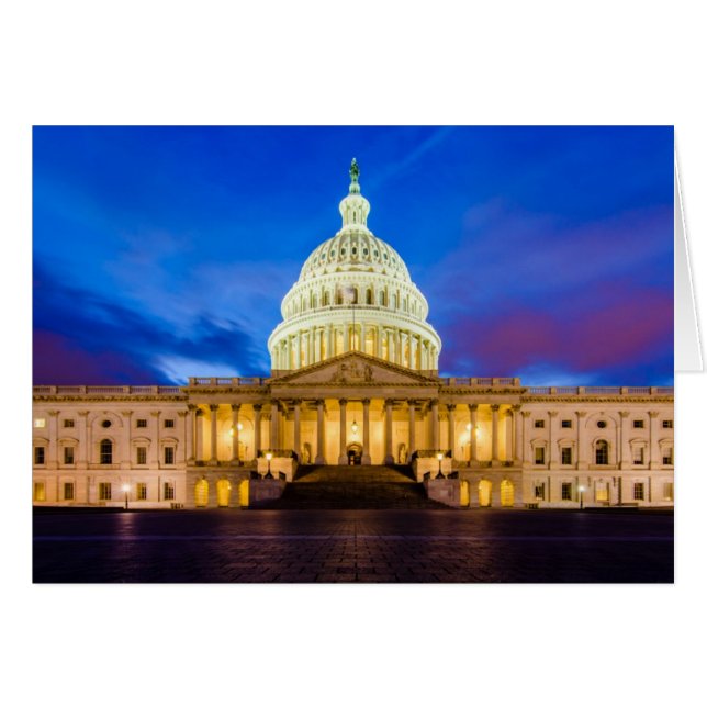 Cartão Capitólio dos Estados Unidos à hora azul (Frente Horizontal)