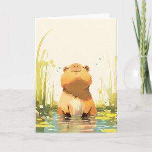 Cartão Capivara Aproveitando a Água