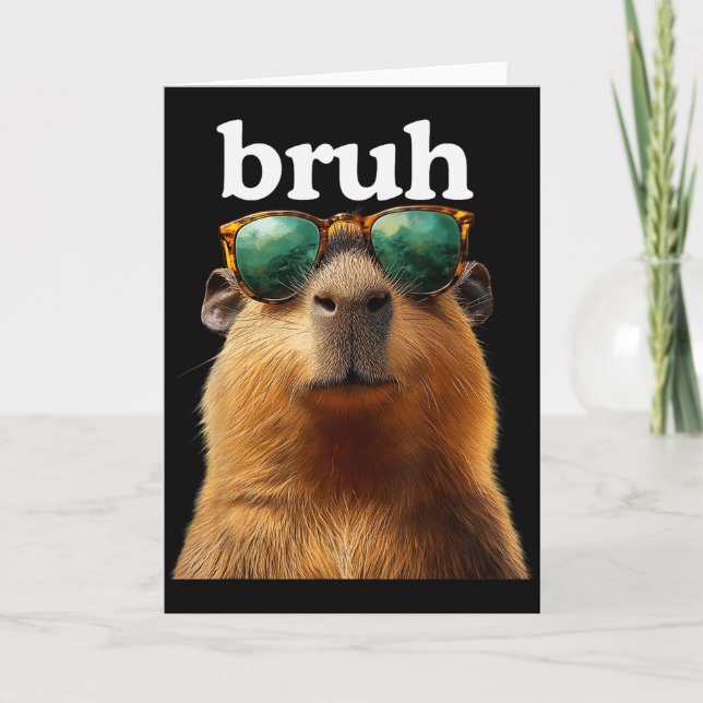 Cartão Capivara Bruh Com Sungles Amantes de Meme Engraçad (Frente)
